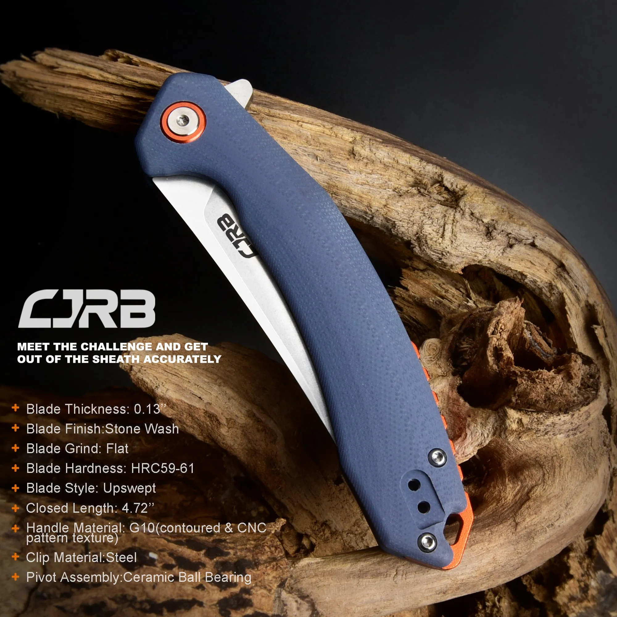 CJRB Gobi  J1906 D2/AR-RPM9 Blade G10(contoured & CNC pattern texture) Handle Folding Knives